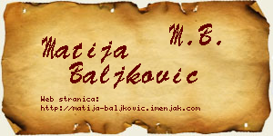 Matija Baljković vizit kartica
